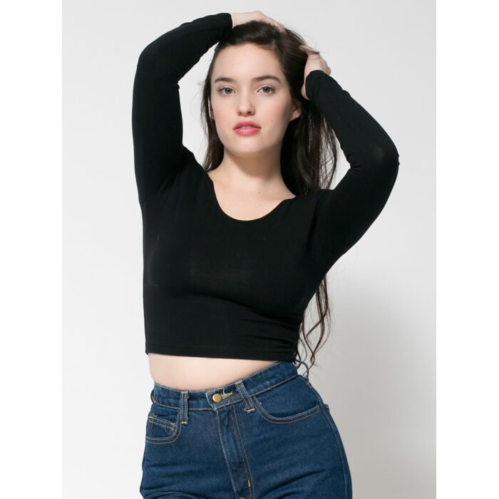 8379 L/S Cotton Spandex Jersey Crop Top Thumbnail