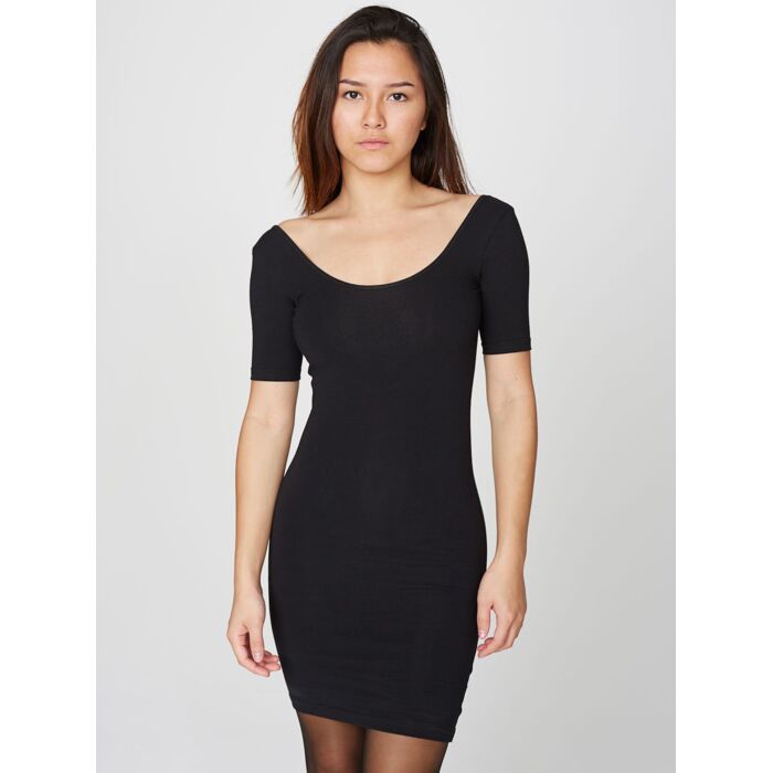 rsa8340 Cotton Spandex Jersey Double-U Neck Mini Dress Thumbnail