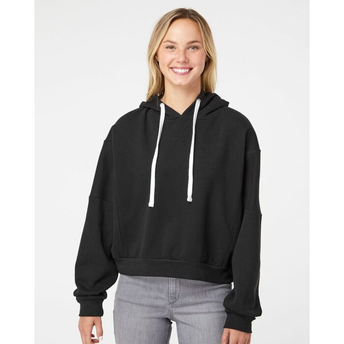 Women's Sueded Fleece Crop Hooded Sweatshirt Thumbnail