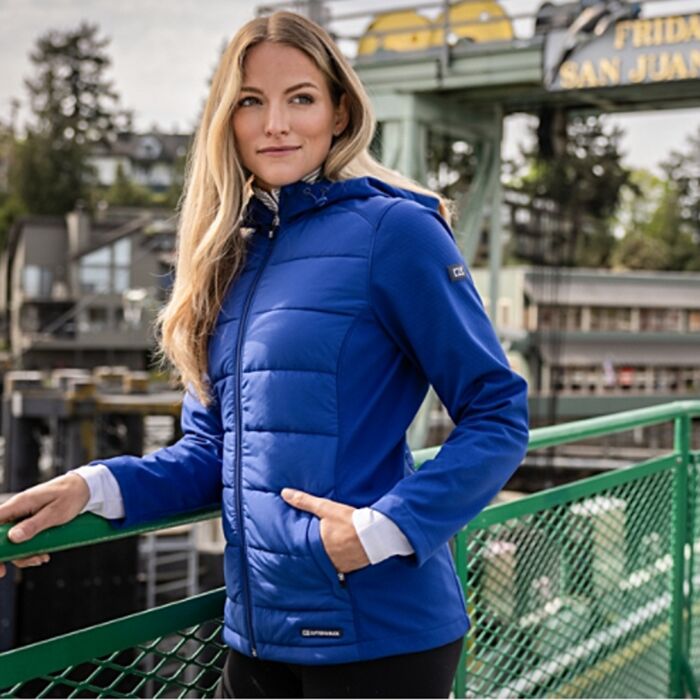 Cutter & Buck Evoke Hybrid Eco Softshell Recycled Full Zip Womens Hooded Jacket Thumbnail