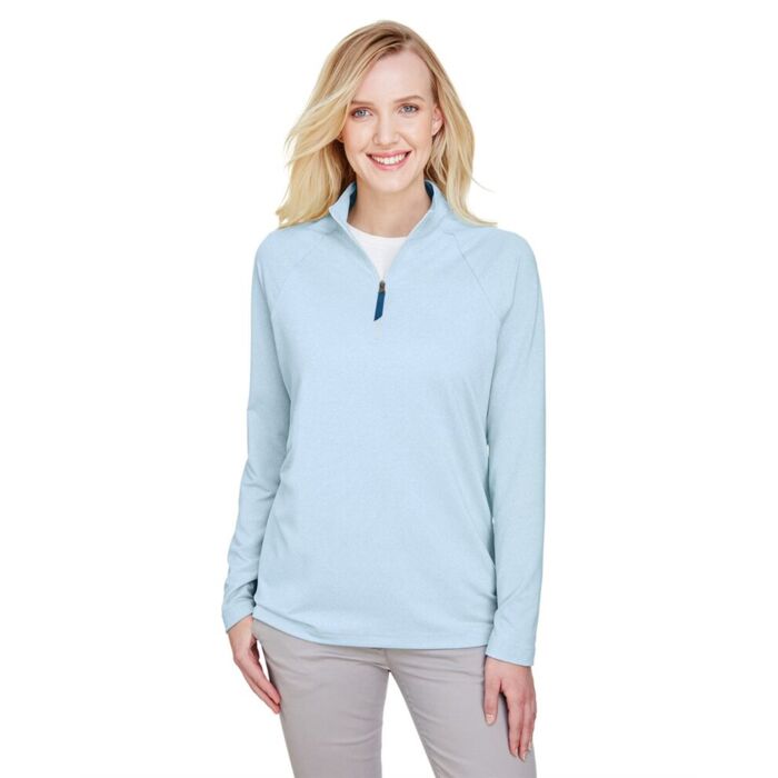Women's CrownLux Performance® Clubhouse Micro-Stripe Quarter-Zip Pullover Thumbnail