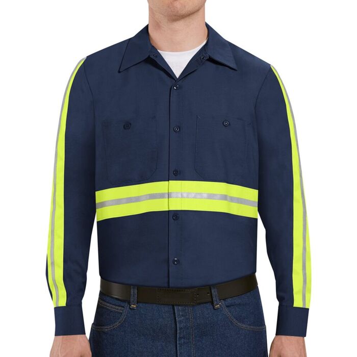 Men's Tall Industrial Enhanced-Visibility Long Sleeve Work Shirt Thumbnail