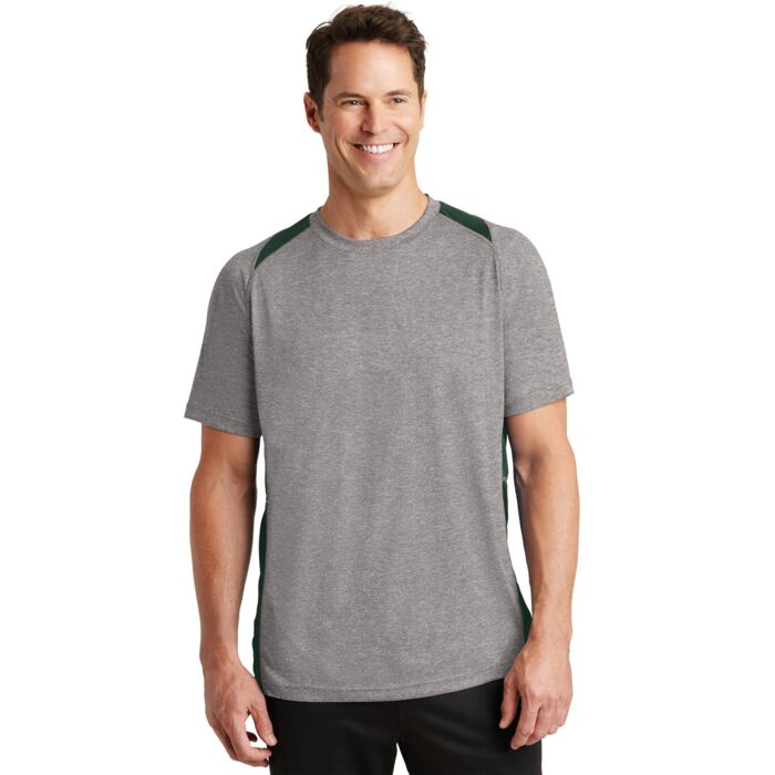 Unisex Heather Colorblock Poly T Shirt Thumbnail